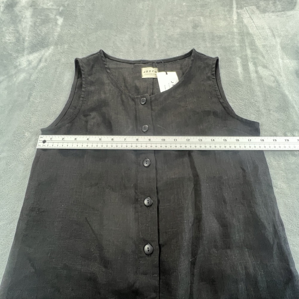 Offon Clothing Linen Jumpsuit Womens S Black Sleeveless Button Front Pockets - Picture 10 of 15